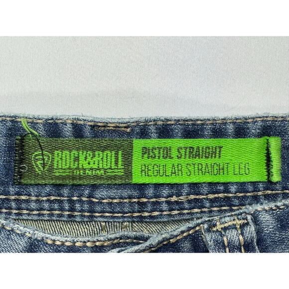 Rock & Roll Denim Mens Pistol Regular Straight Leg Blue Denim Jeans - Size 30x30 - Picture 6 of 10